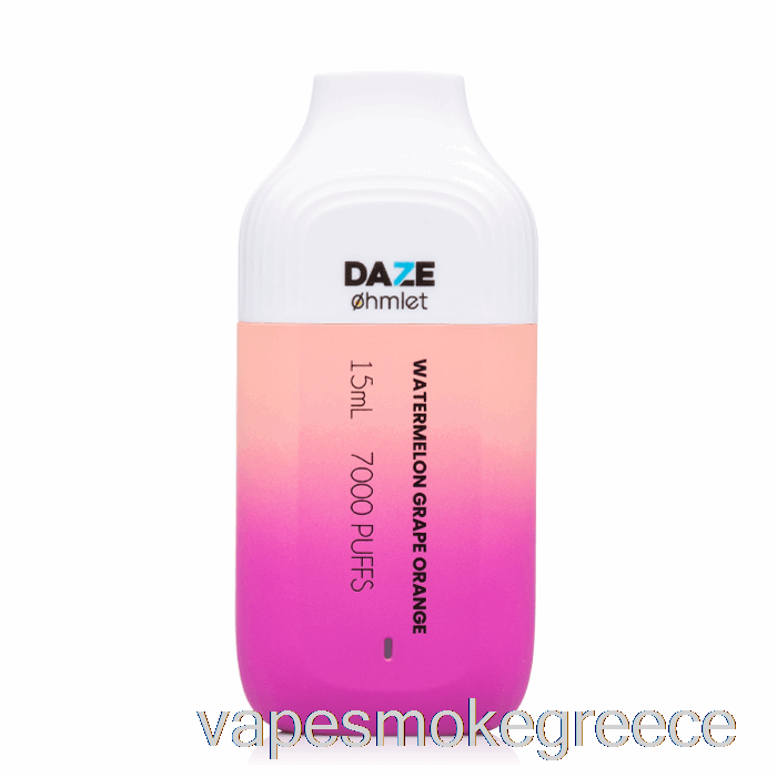 Vape Greece 7 Daze Ohmlet 7000 0% μηδενική νικοτίνη μιας χρήσης καρπούζι σταφύλι πορτοκάλι